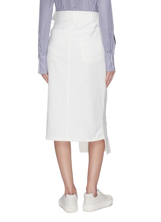 Back View - Click To Enlarge - THE KEIJI - Denim back asymmetric tweed skirt