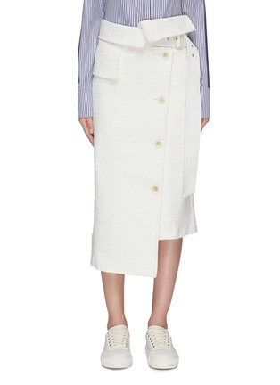 Main View - Click To Enlarge - THE KEIJI - Denim back asymmetric tweed skirt