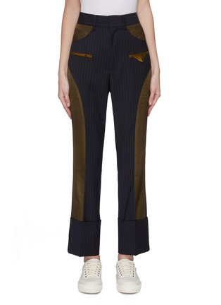 Main View - Click To Enlarge - THE KEIJI - Colourblock panel stripe roll cuff pants