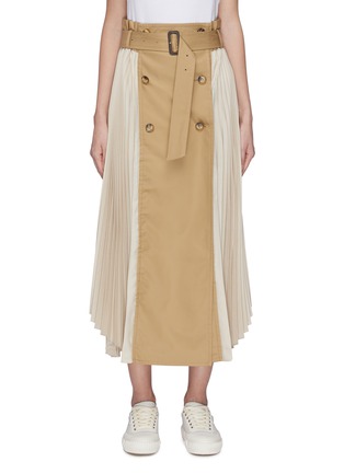 Main View - Click To Enlarge - THE KEIJI - Pleated panel trench belted skirt