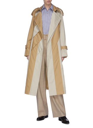Figure View - Click To Enlarge - THE KEIJI - Belted colourblock panel trench coat