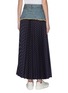 Back View - Click To Enlarge - THE KEIJI - Denim panel stripe pleated skirt