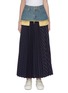 Main View - Click To Enlarge - THE KEIJI - Denim panel stripe pleated skirt