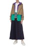 Figure View - Click To Enlarge - THE KEIJI - Denim panel stripe pleated skirt