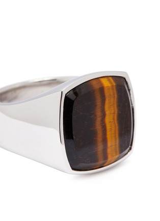 Detail View - Click To Enlarge - TOM WOOD - 'Cushion Tiger Eye' stone silver signet ring – Size 56