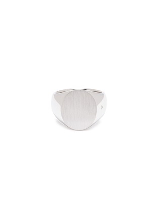 Main View - Click To Enlarge - TOM WOOD - 'Oval Satin' silver signet ring – Size 58