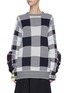 Main View - Click To Enlarge - TOGA ARCHIVES - Check plaid ruched contrast sleeve sweater