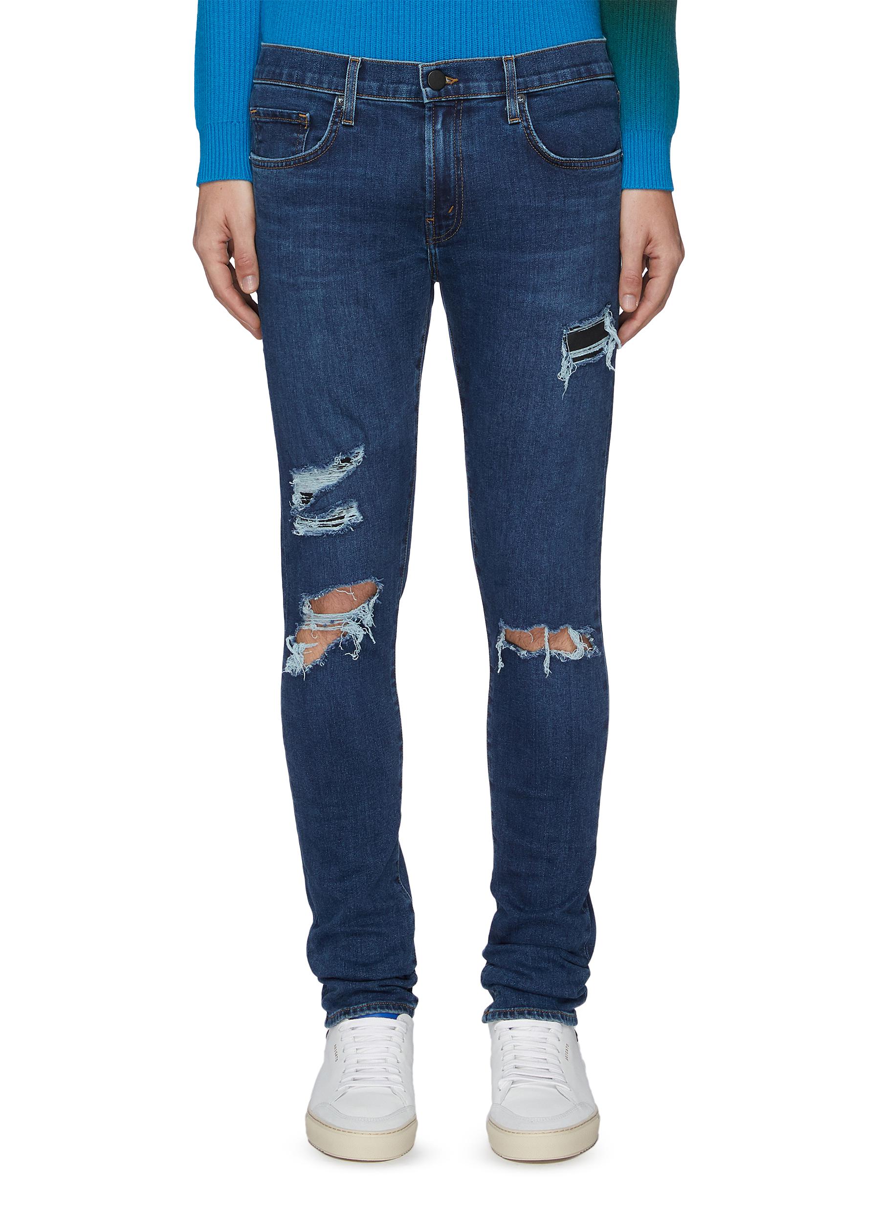 J Brand 'mick' Ripped Skinny Jeans In Blue