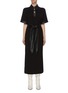 Main View - Click To Enlarge - NANUSHKA - 'Leila' wood button panel collar belted polo dress