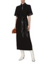 Figure View - Click To Enlarge - NANUSHKA - 'Leila' wood button panel collar belted polo dress