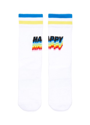 Main View - Click To Enlarge - HAPPY SOCKS - 'Athletic Happy' logo print crew socks