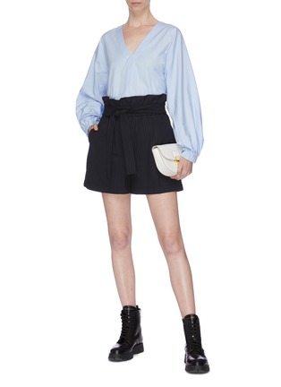 Figure View - Click To Enlarge - 3.1 PHILLIP LIM - Belted pinstripe paperbag shorts