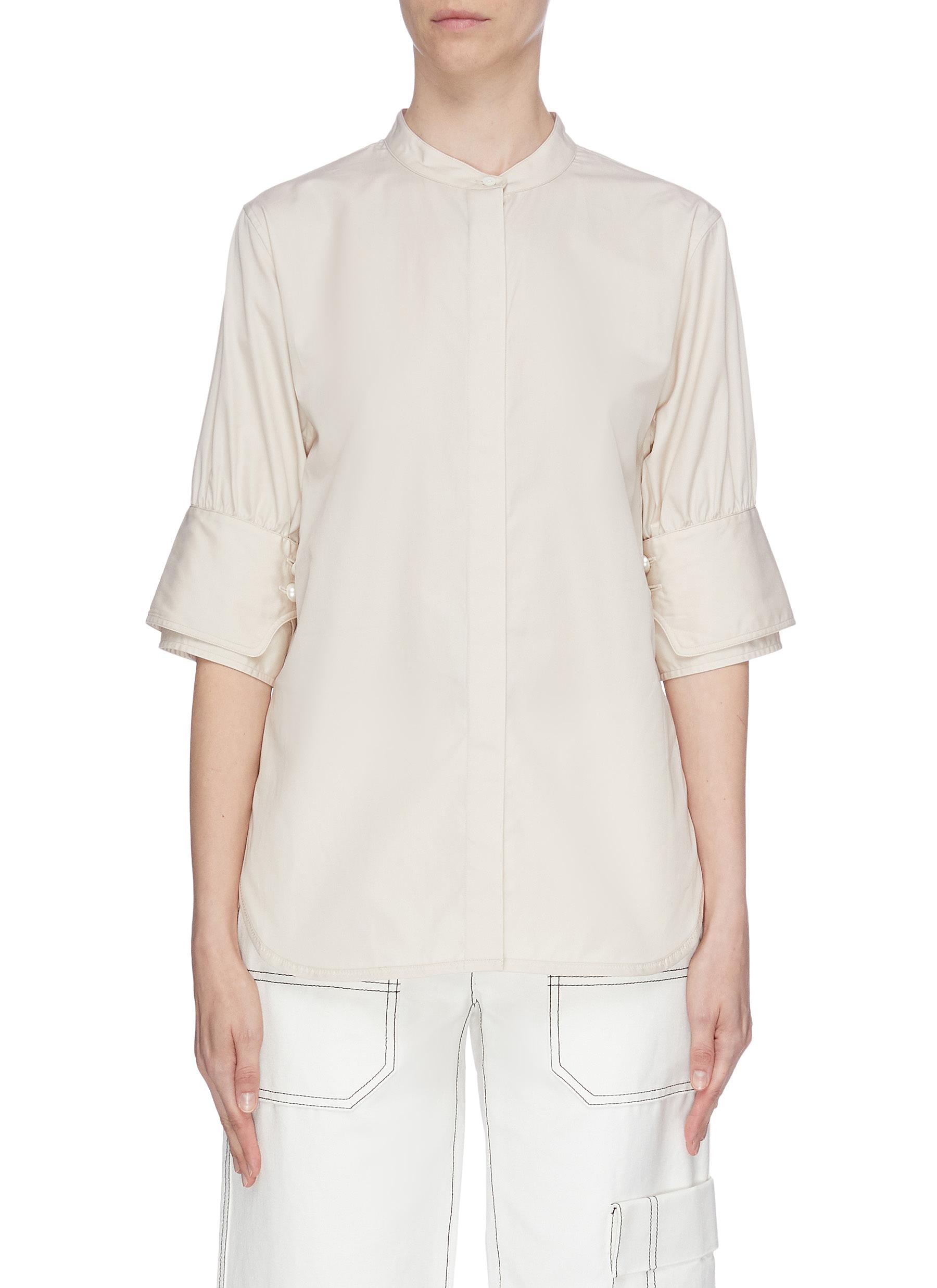 Faux pearl embellished mandarin collar shirt by 3.1 Phillip Lim