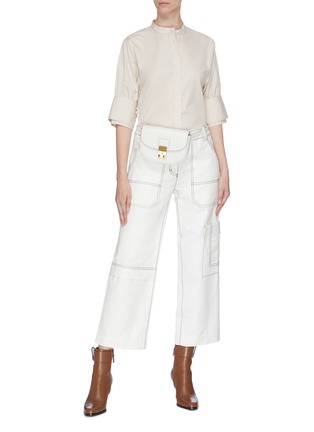 Figure View - Click To Enlarge - 3.1 PHILLIP LIM - Faux pearl embellished mandarin collar shirt