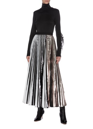 Figure View - Click To Enlarge - PROENZA SCHOULER - Plissé stripe pleated maxi skirt