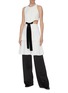 Figure View - Click To Enlarge - PROENZA SCHOULER - Belted waist cutout flared sleeveless mini dress