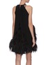 Back View - Click To Enlarge - 16ARLINGTON - Feather halter neck sleeveless dress