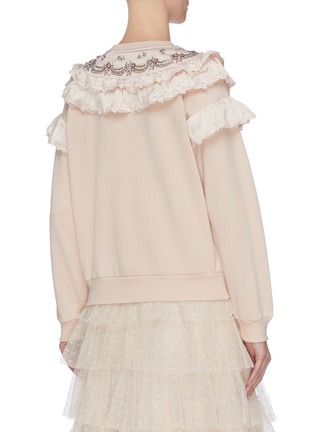 Back View - Click To Enlarge - NEEDLE & THREAD - Floral sequin embellished ruffle trim sweatshirt