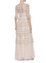 Back View - Click To Enlarge - NEEDLE & THREAD - 'Eden' floral embroidered sequin embellished lace trim ruffle tiered tulle gown