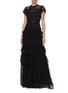Figure View - Click To Enlarge - NEEDLE & THREAD - 'Andromeda' sequin embellished lace trim ruffle tiered tulle gown