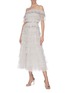 Figure View - Click To Enlarge - NEEDLE & THREAD - Off shoulder ruffled embroidered ballerina dress