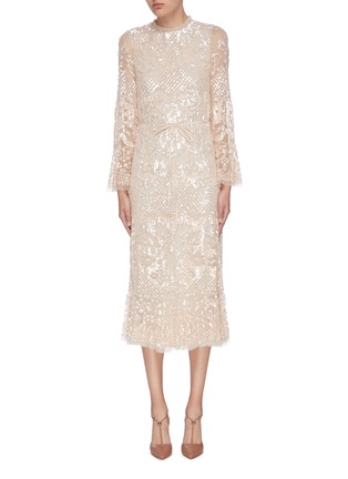 Main View - Click To Enlarge - NEEDLE & THREAD - 'Snowdrop' sequin embellished embroidered dress