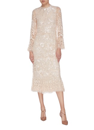 Figure View - Click To Enlarge - NEEDLE & THREAD - 'Snowdrop' sequin embellished embroidered dress