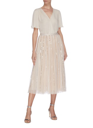 Figure View - Click To Enlarge - NEEDLE & THREAD - Sequin embellished tulle midi skirt