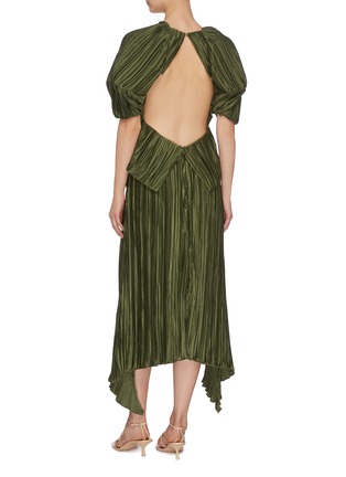 Back View - Click To Enlarge - CULT GAIA - Puffy sleeve cut out back pleated midi dress