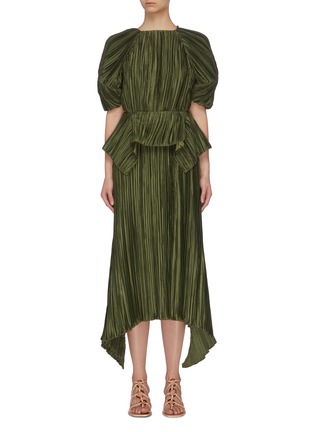 Main View - Click To Enlarge - CULT GAIA - Puffy sleeve cut out back pleated midi dress