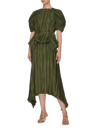 Figure View - Click To Enlarge - CULT GAIA - Puffy sleeve cut out back pleated midi dress
