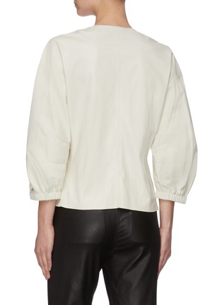 Back View - Click To Enlarge - YVES SALOMON - Puff sleeve lambskin leather jacket