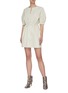 Figure View - Click To Enlarge - YVES SALOMON - V neck puff sleeve lambskin leather dress