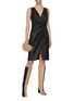 Figure View - Click To Enlarge - YVES SALOMON - Sleeveless lambskin leather twist dress