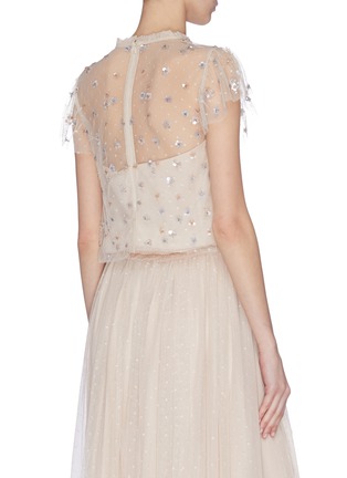 Back View - Click To Enlarge - NEEDLE & THREAD - 'Glimmer' sequin embroidered sheer ruffle top