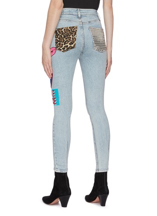 Back View - Click To Enlarge - ALICE & OLIVIA - 'Good' slogan graphic patch skinny jeans