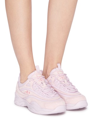 Figure View - Click To Enlarge - FILA - 'Ray' chunky outsole panelled suede sneakers