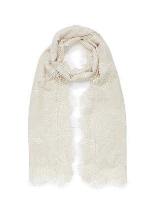 Main View - Click To Enlarge - LANE'S - Chantilly lace border silk-cashmere scarf