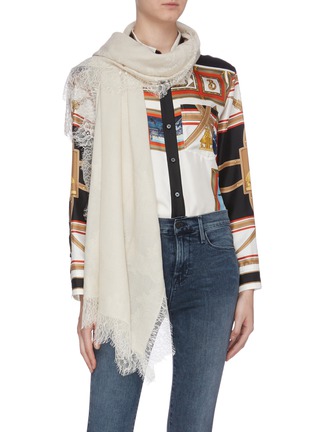 Figure View - Click To Enlarge - LANE'S - Chantilly lace border silk-cashmere scarf