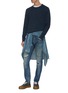 Figure View - Click To Enlarge - DENHAM - 'Razor' rip-and-repair washed slim jeans