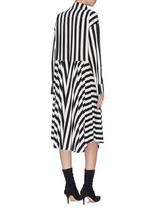 Back View - Click To Enlarge - NORMA KAMALI - Pleated flared stripe shirt dress