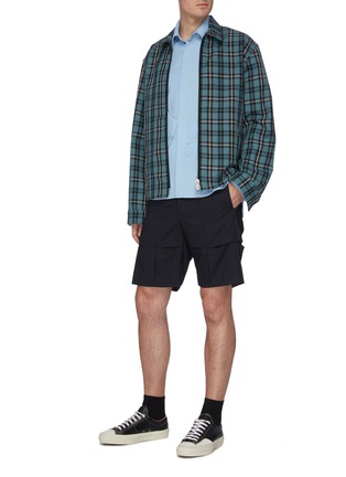 Figure View - Click To Enlarge - CORNERSTONE - Cross slit wool shorts