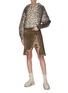 Figure View - Click To Enlarge - R13 - 'Norbury' leopard print split hem denim skirt