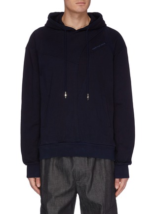 Main View - Click To Enlarge - FENG CHEN WANG - 'Iris' panelled logo embroidered hoodie