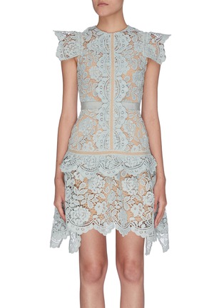Main View - Click To Enlarge - SELF-PORTRAIT - Floral embroidered guipure lace midi dress