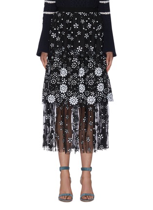 Main View - Click To Enlarge - SELF-PORTRAIT - “Deco’ paneled sequin embellished floral skirt