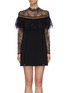 Main View - Click To Enlarge - SELF-PORTRAIT - Ruffle panel crepe and lace mini dress