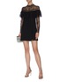 Figure View - Click To Enlarge - SELF-PORTRAIT - Ruffle panel crepe and lace mini dress
