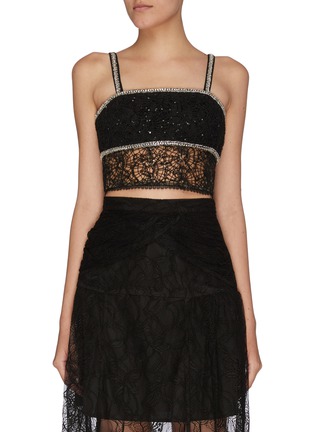 Main View - Click To Enlarge - SELF-PORTRAIT - Sequin circle lace crop top