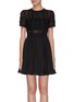 Main View - Click To Enlarge - SELF-PORTRAIT - Sequin mesh panel puff sleeve mini dress